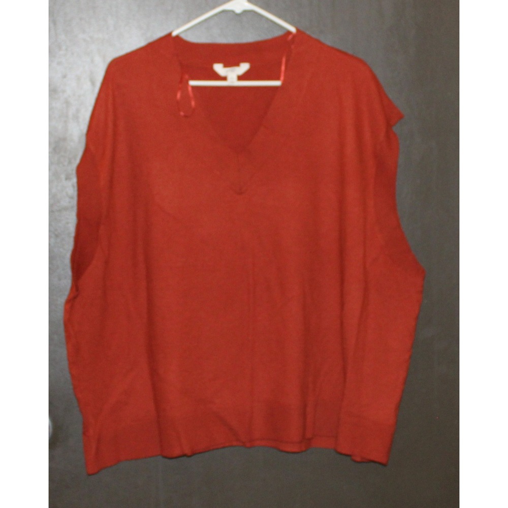 Loom + Sky Womens 4X Burnt Orange V-Neck Knit Sweater Vest Plus Size Sleeveless